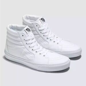 Vans Sk8-Hi White Canvas Sneakers - Size 7.5, Like New